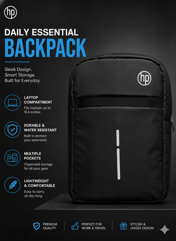 🎒 HP Premium Laptop Backpack – Water Resistant Travel, Office, College & School Bag (Black)
