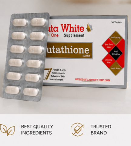 Gluta White One Glutathione 500mg Tablets | 100% Original & Verified | Official Verification Code | 30 Tablets | Pakistan