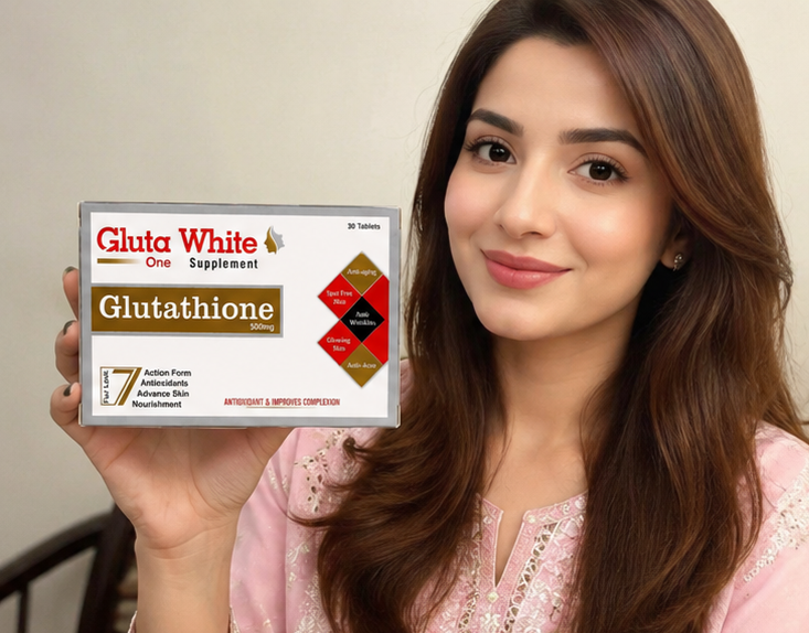 Gluta White One Glutathione 500mg Tablets | 100% Original & Verified | Official Verification Code | 30 Tablets | Pakistan