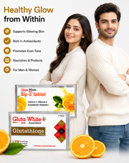 Gluta White One Original Combo Pack – Glutathione 500mg + Sip-C Vitamin C Tablets | 100% Original & Verified