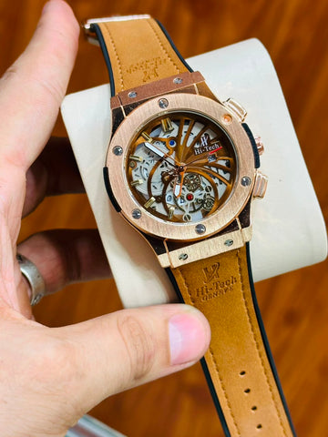 Hi-Tech Genève Skeleton Luxury Watch – Premium Black Strap Edition
