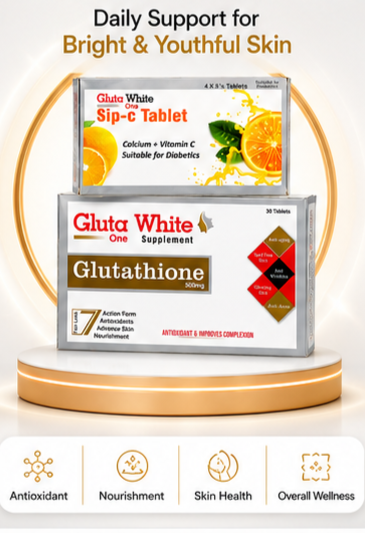 Gluta White One Original Combo Pack – Glutathione 500mg + Sip-C Vitamin C Tablets | 100% Original & Verified
