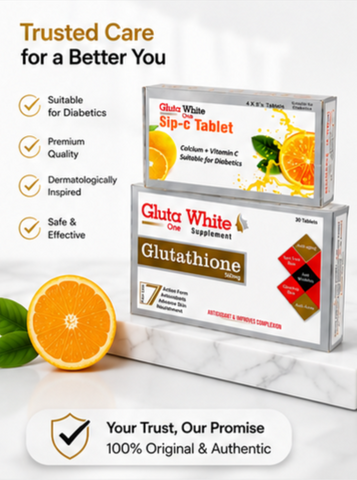 Gluta White One Original Combo Pack – Glutathione 500mg + Sip-C Vitamin C Tablets | 100% Original & Verified