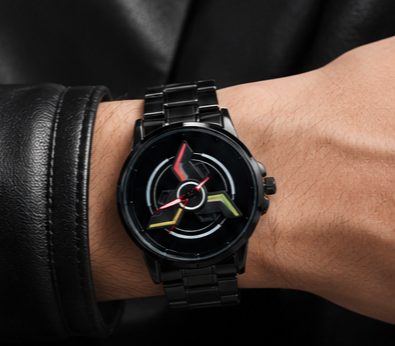 Premium Black Spinner Men’s Watch | Stylish Stainless Steel Wrist Watch