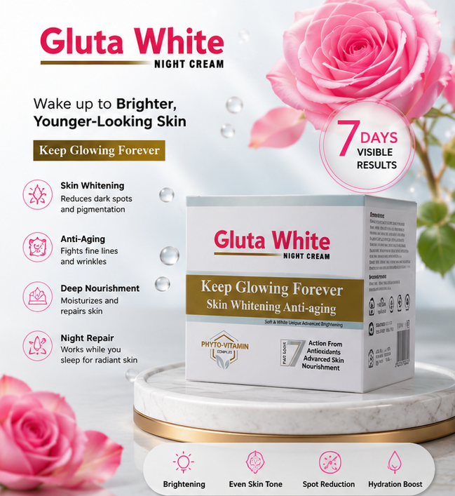 Gluta White Night Cream 50g – 100% Verified Original Product | Night Repair & Skin Brightening Formula